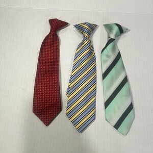 Lot of 3 Stylish Kids Tie Set in Red, Yellow, and Green Stripes
